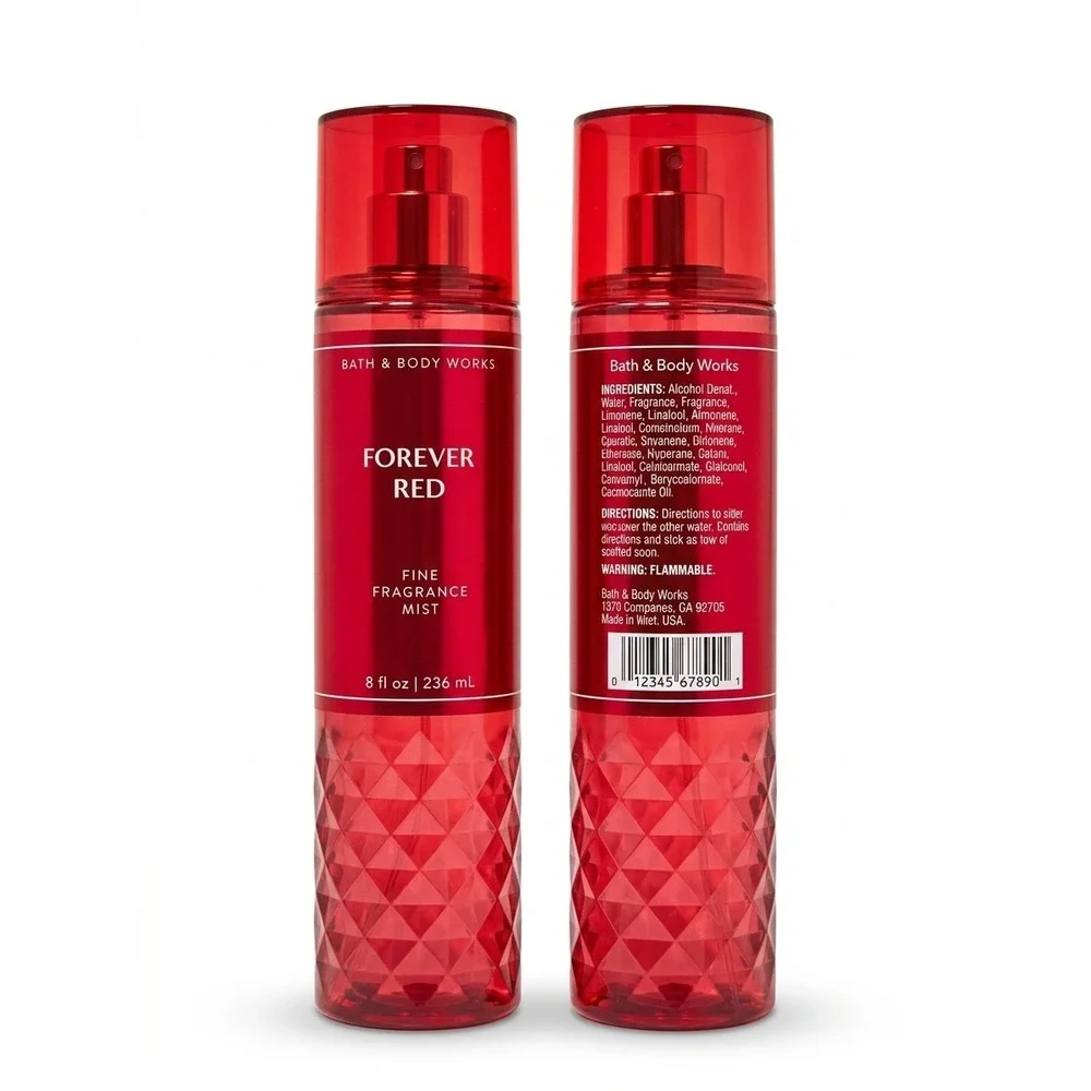 Bath & Body Works Forever Red Fine Fragrance Mist 8 fl oz Body Spray Red Bottle